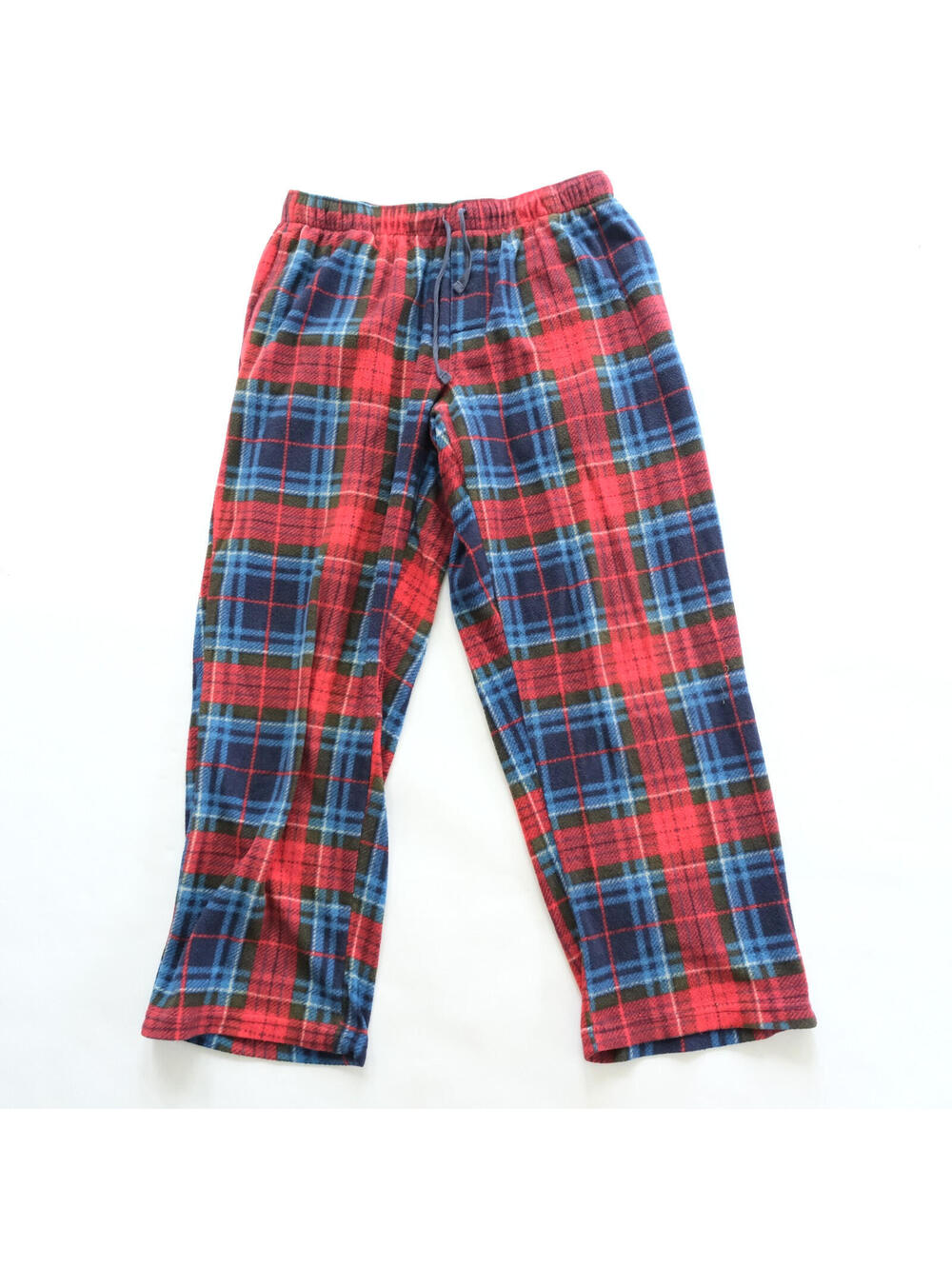 Weatherproof Men’s Red Black Plaid Fleece Pajama Pants L Elastic Waist Regular